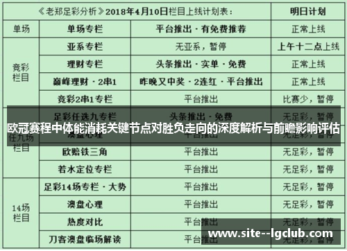 欧冠赛程中体能消耗关键节点对胜负走向的深度解析与前瞻影响评估